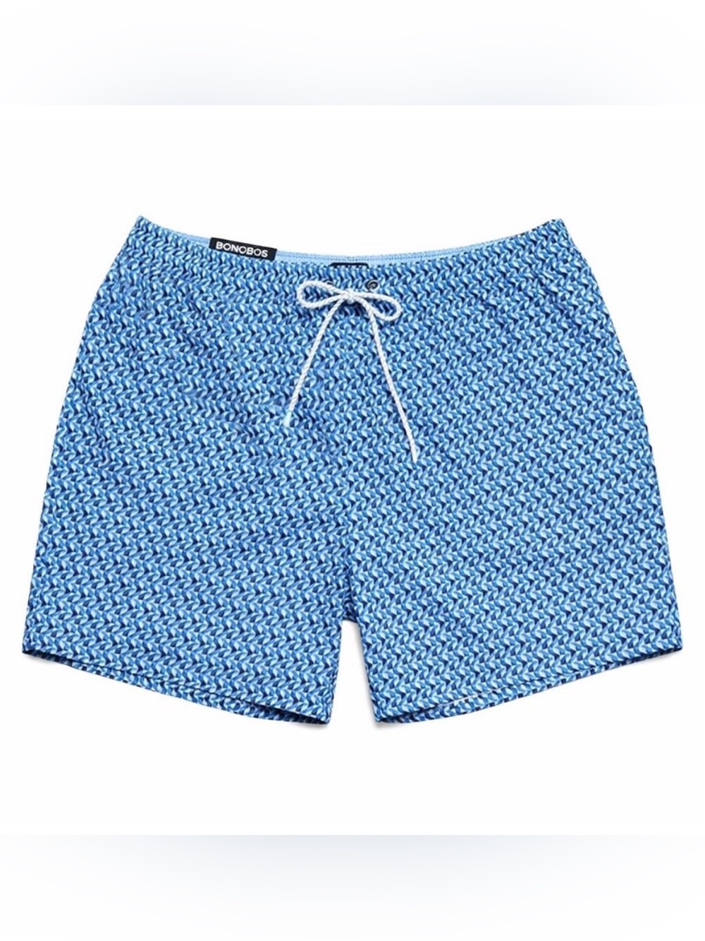 Bonobos Mens Swim Trunks Lined Blue Print Board Shorts 7 Inch Inseam